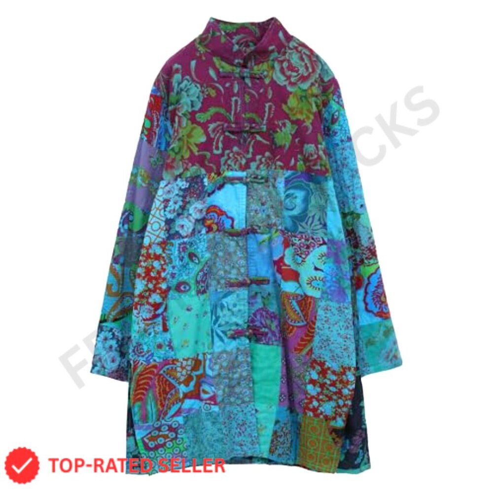 Boho Patchwork Jacket Lightweight Handcrafted Vin… - image 4